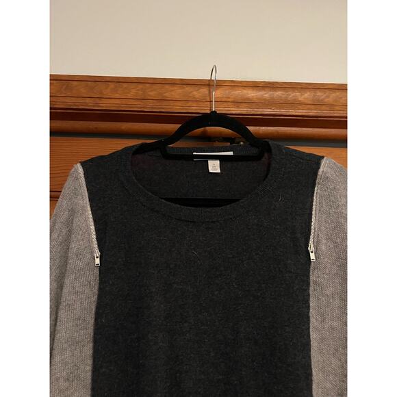 Autumn Cashmere Women's Colorblock Zip-Shoulder Cashmere Sweater Long Sleeve S - Picture 4 of 9